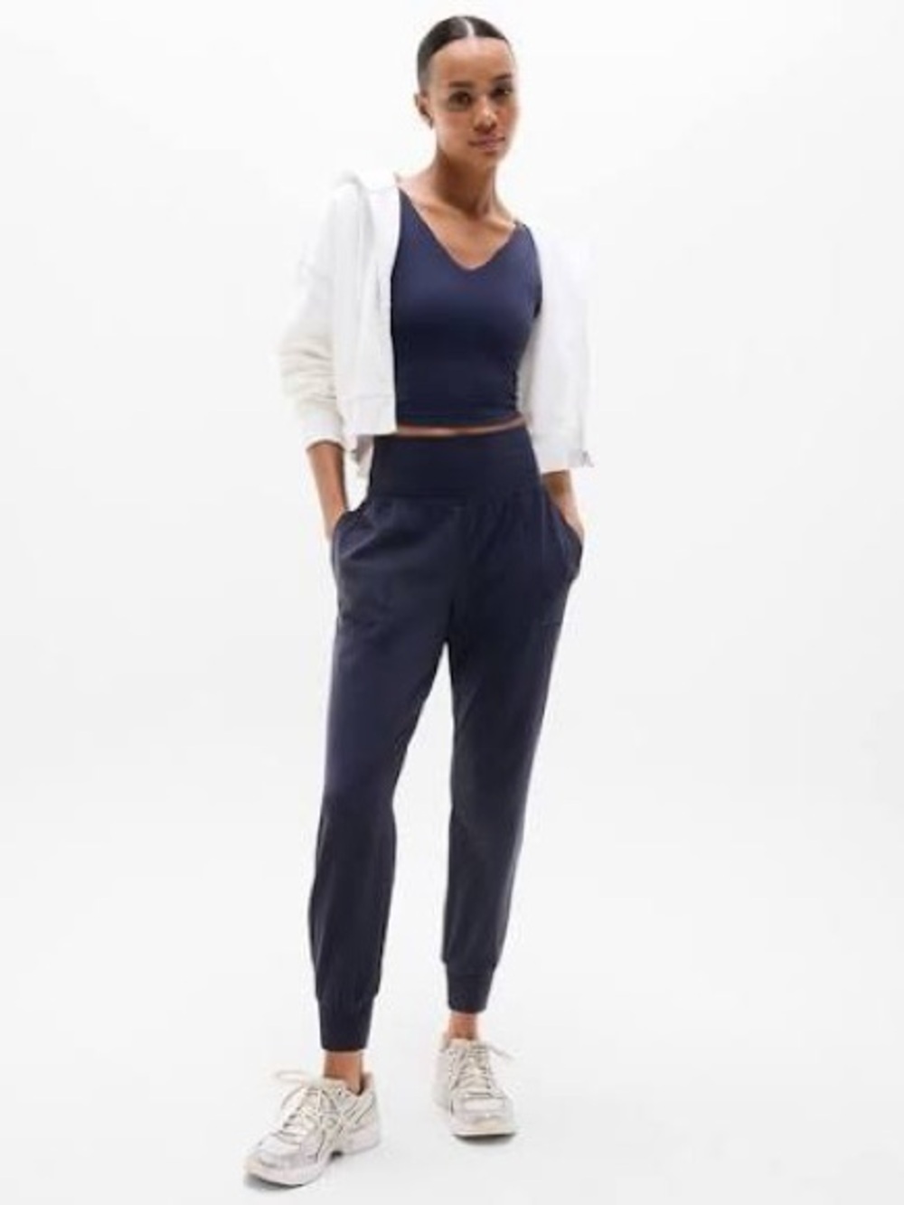 Athleta small $109 salutation joggers navy blue womens buttery soft Athleisure
